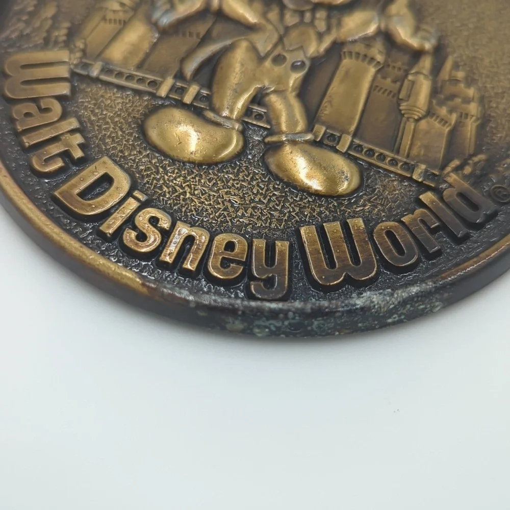 Mickey Mouse Walt Disney World Brass Metal Coasters pack of 4 Round Metal